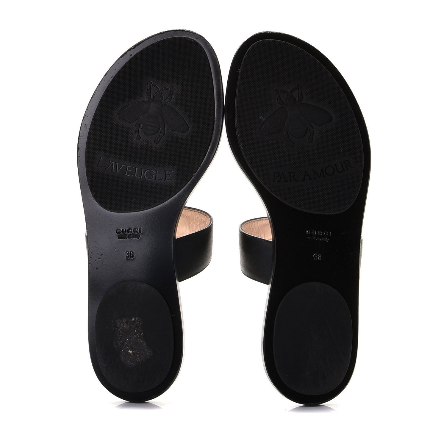 Calfskin GG Marmont Thong Sandals 38 Black