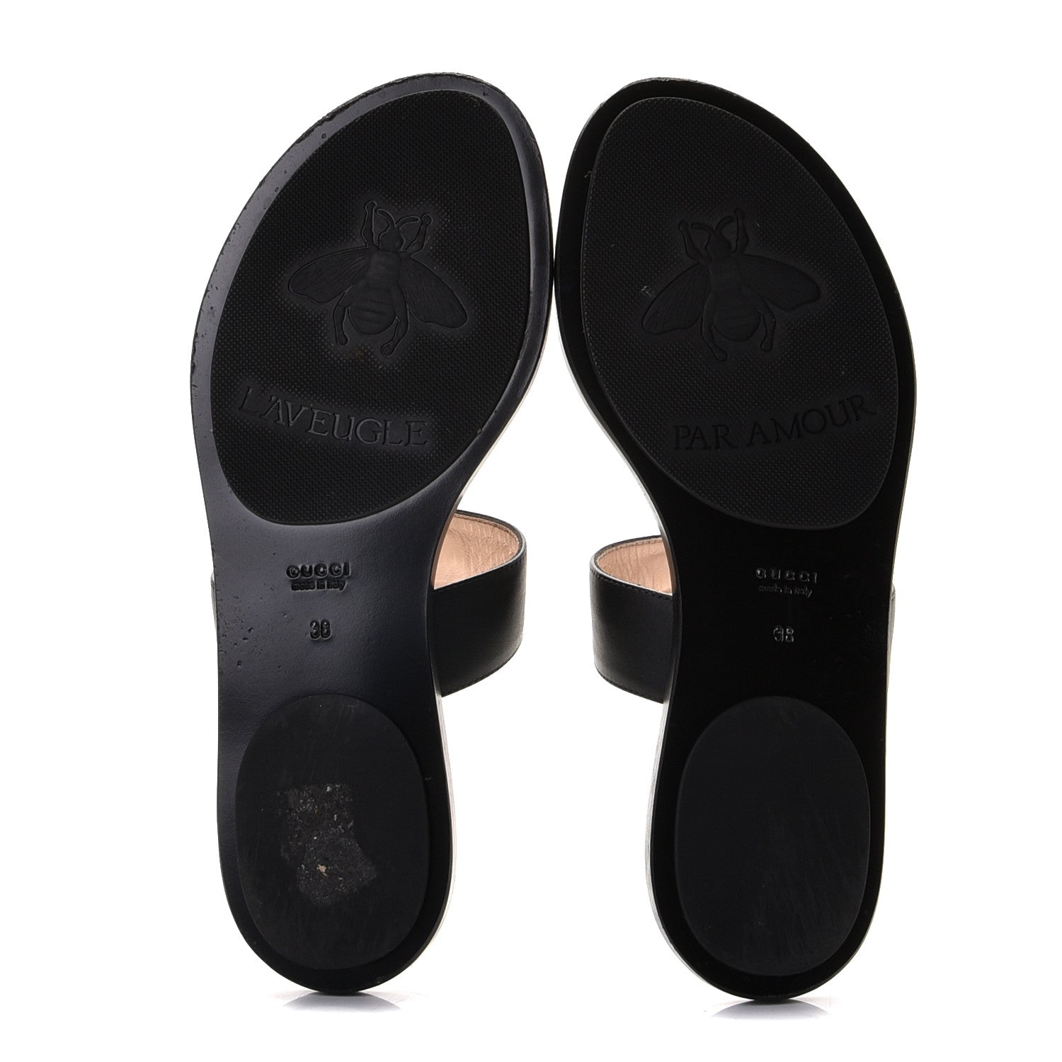 Gucci Calfskin GG Marmont Thong Sandals 38 Black 6 of 11