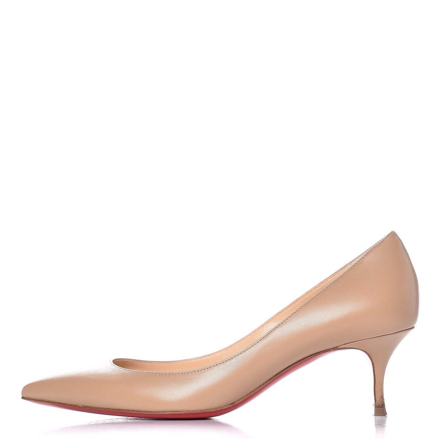Christian Louboutin Kid Pigalle Follies 55 Pumps 37.5 Nude 1 of 14