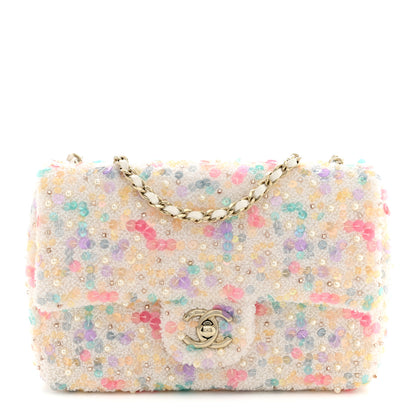Chanel Tweed Sequin Mini Rectangular Flap White Multicolor 1 of 11