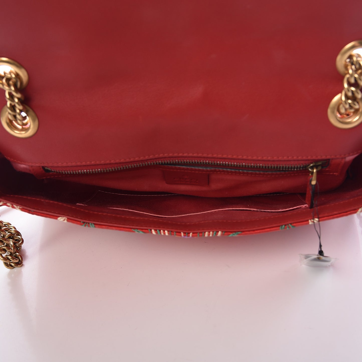 Jacquard Matelasse Floral Medium GG Marmont Shoulder Bag Red