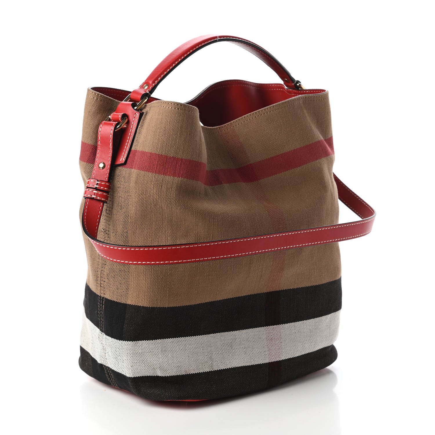 Burberry Canvas Mega Check Medium Ashby Hobo Cadmium Red 3 of 12