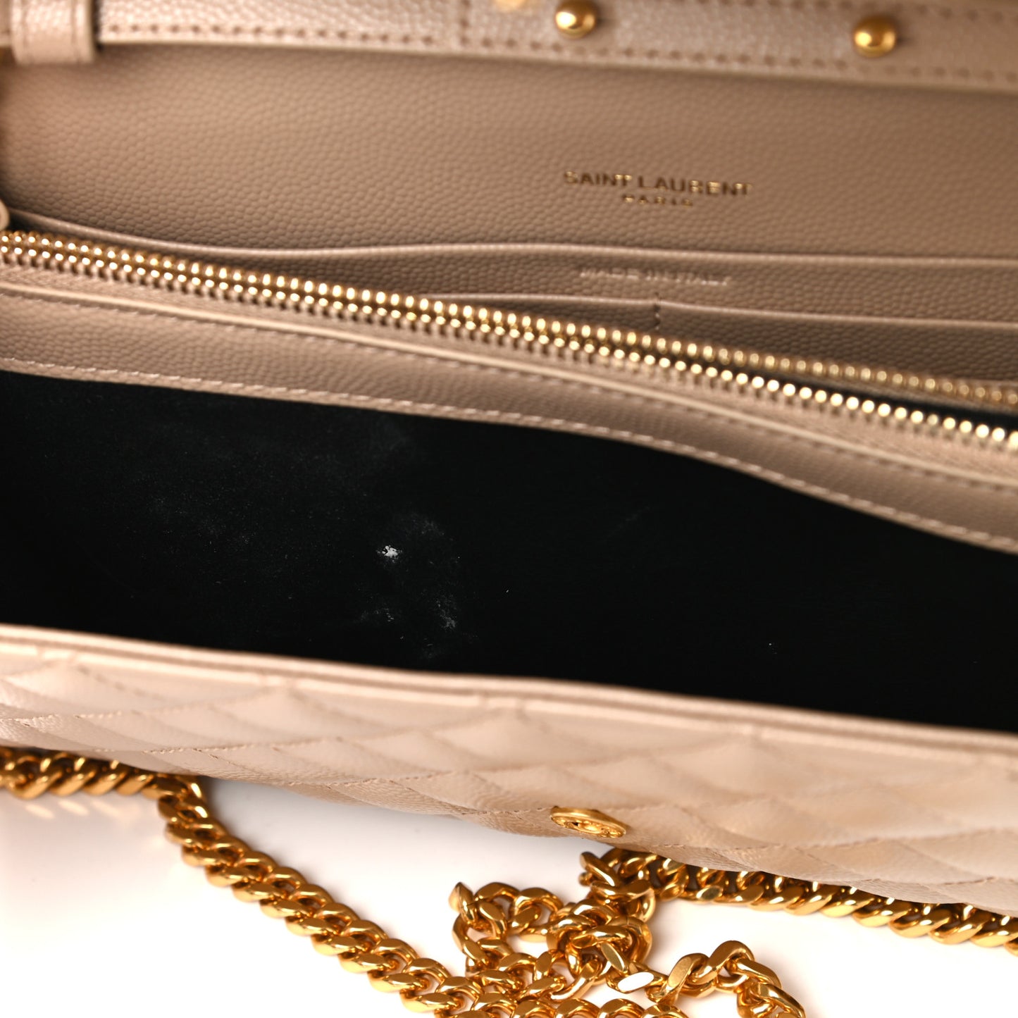 Grain De Poudre Mixed Matelasse Triquilt Monogram Chain Wallet Dark Beige