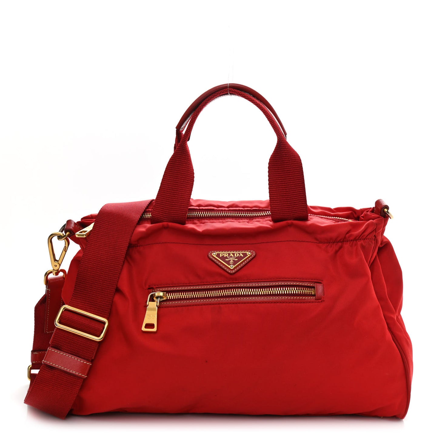 Tessuto Nylon Saffiano Shoulder Bag Rosso
