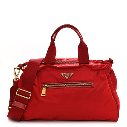 Prada Tessuto Nylon Saffiano Shoulder Bag Rosso 1 of 13