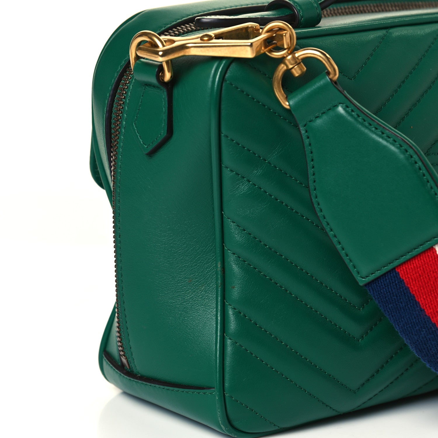 Gucci Calfskin Matelasse Sylvie Web Small GG Marmont Top Handle Shoulder Bag Emerald 18 of 18