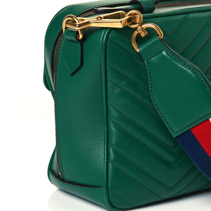 Gucci Calfskin Matelasse Sylvie Web Small GG Marmont Top Handle Shoulder Bag Emerald 18 of 18