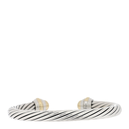 David Yurman Sterling Silver 14K Yellow Gold 7mm Cable Classics Dome Bracelet 2 of 3