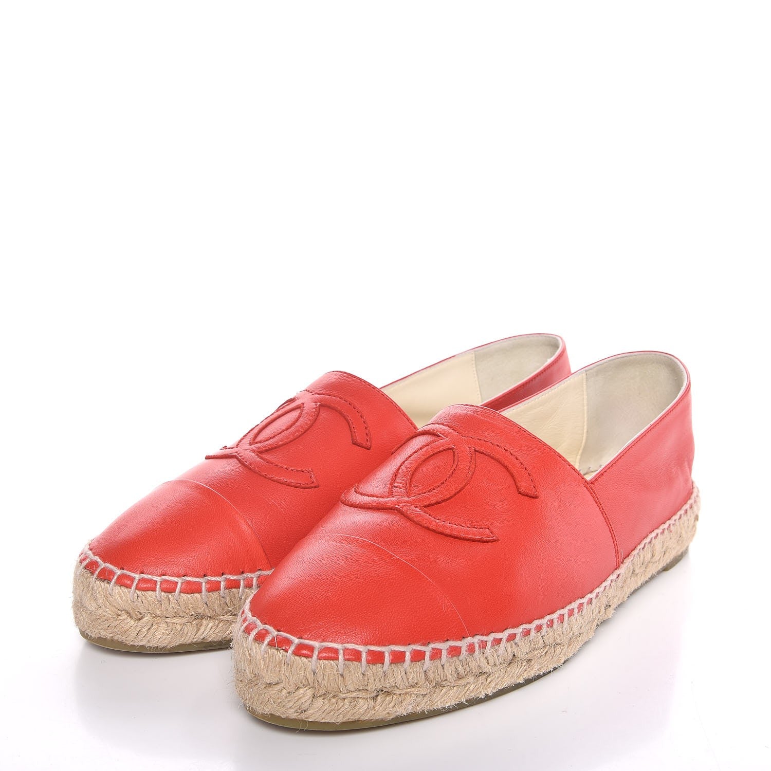 Chanel Lambskin CC Espadrilles 38 Red 3 of 10