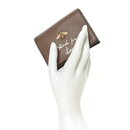Gucci Pebbled Calfskin Animalier Card Case Beige 2 of 6