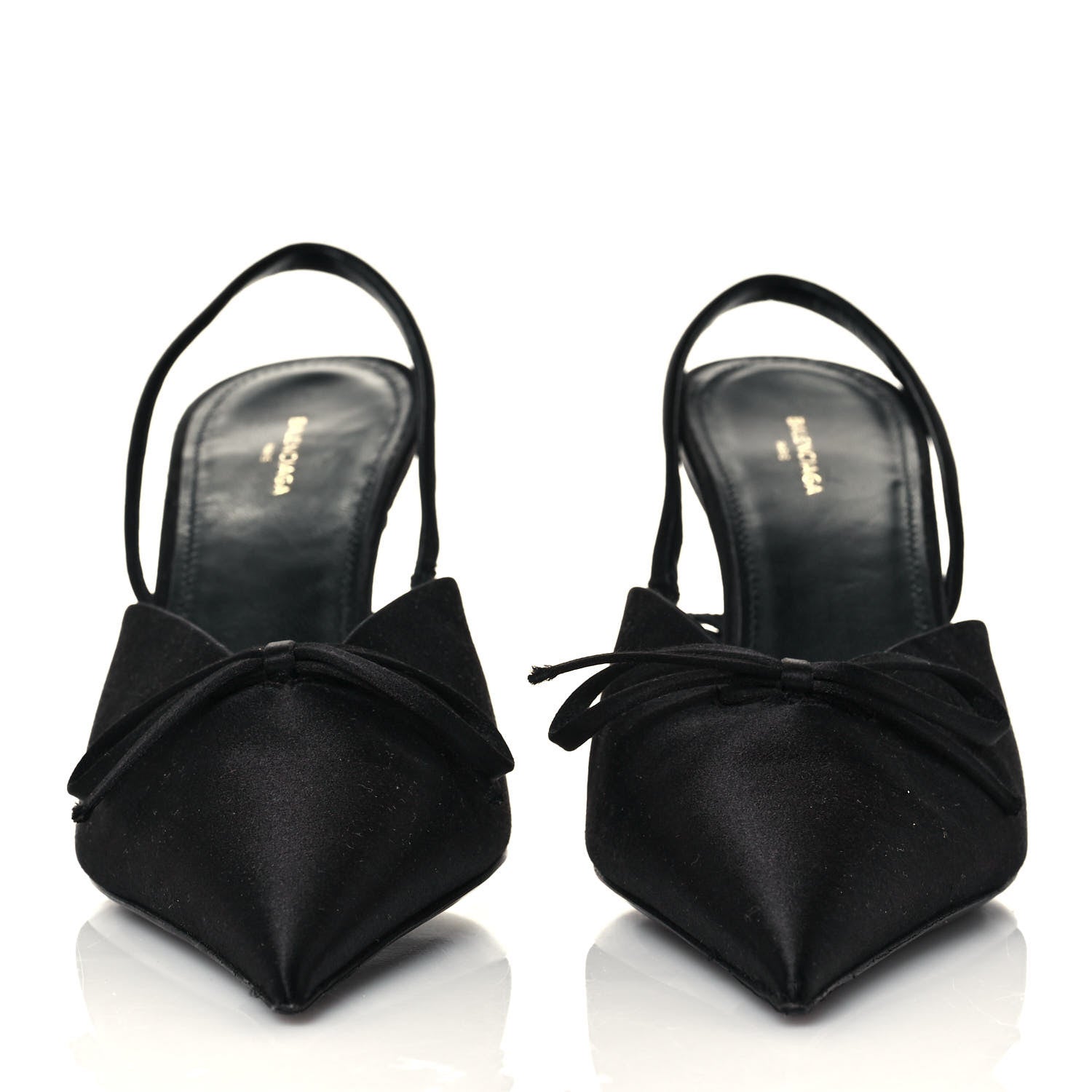 Balenciaga Satin Pointed Toe Knife Slingback Mules 38 Black 2 of 7