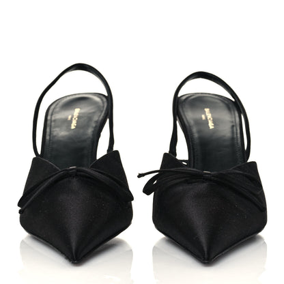 Balenciaga Satin Pointed Toe Knife Slingback Mules 38 Black 2 of 7