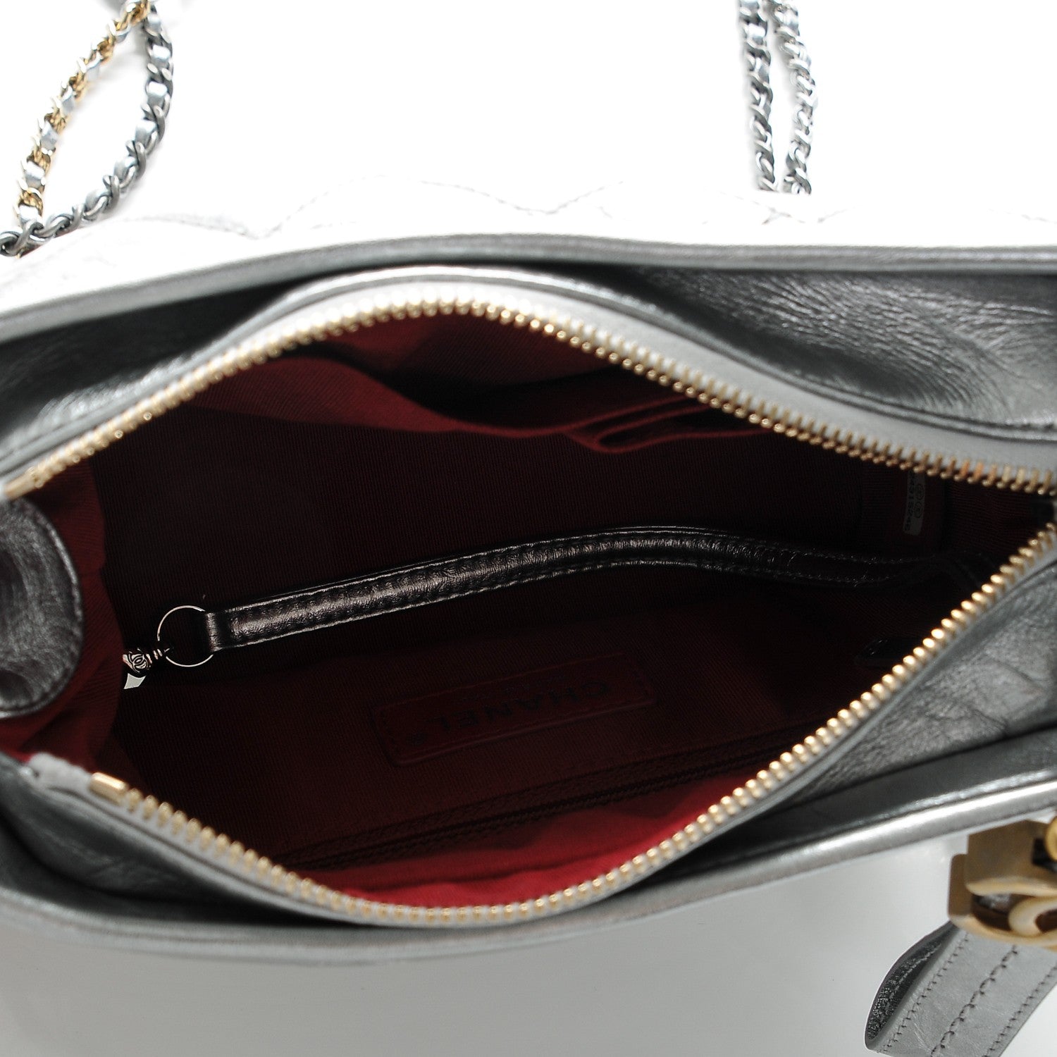 Chanel Metallic Aged Calfskin Quilted Small Gabrielle Hobo Silver 5 of 7
