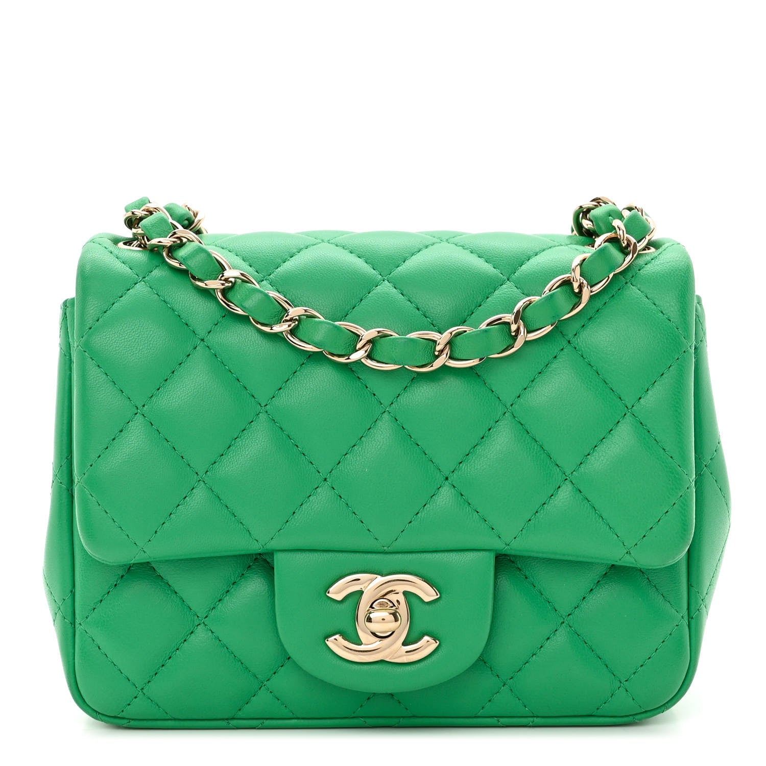 Chanel Lambskin Quilted Mini Square Flap Green 1 of 10