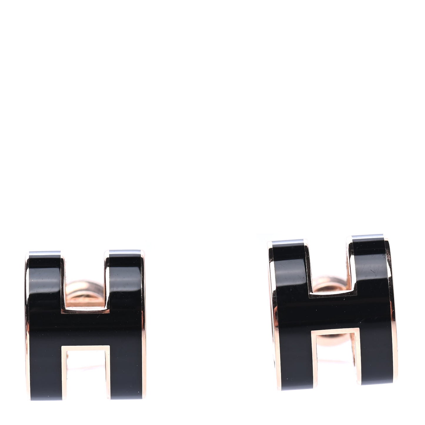 Rose Gold Lacquered Pop H Earrings Black