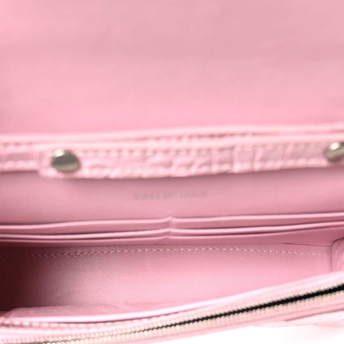Shiny Calfskin Crocodile Embossed Hourglass Chain Bag Powder Pink