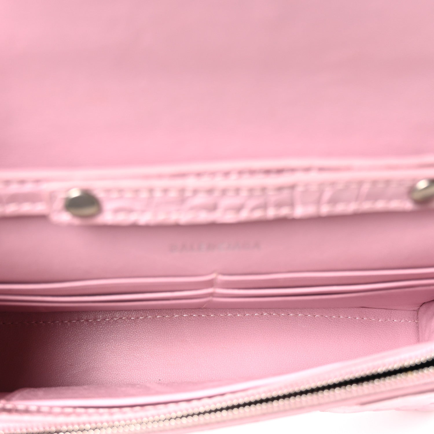 Balenciaga Shiny Calfskin Crocodile Embossed Hourglass Chain Bag Powder Pink 5 of 9