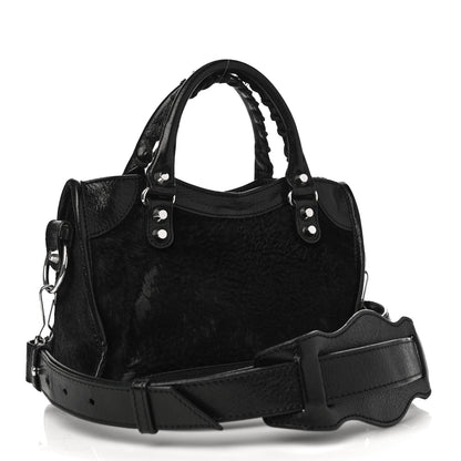 Balenciaga Chevre Pony Hair Silver Classic Hardware Mini City Black 4 of 15
