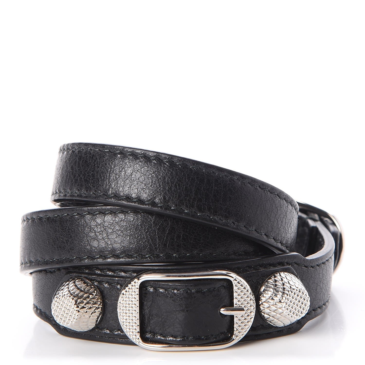 Balenciaga Agneau Giant Silver Hardware Triple Tour M Bracelet Black 1 of 7
