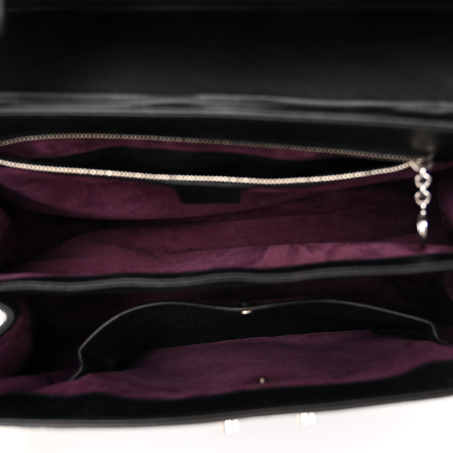 Lizard Bamboo Large Lady Lock Top Handle Bag Black