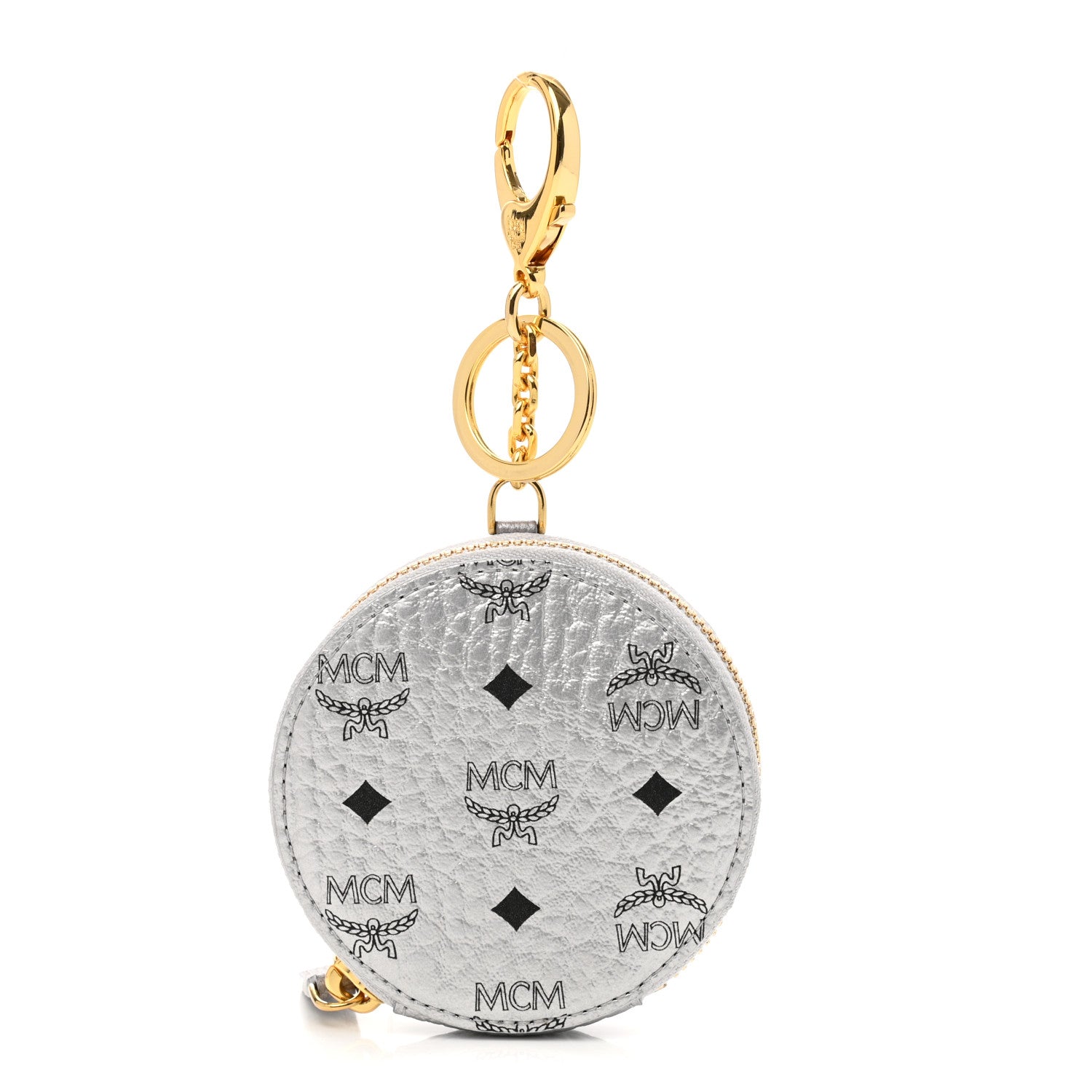 MCM Metallic Visetos Round Coin Pouch Silver 1 of 8
