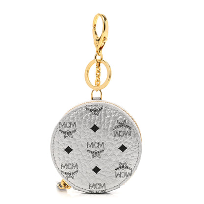 MCM Metallic Visetos Round Coin Pouch Silver 1 of 8