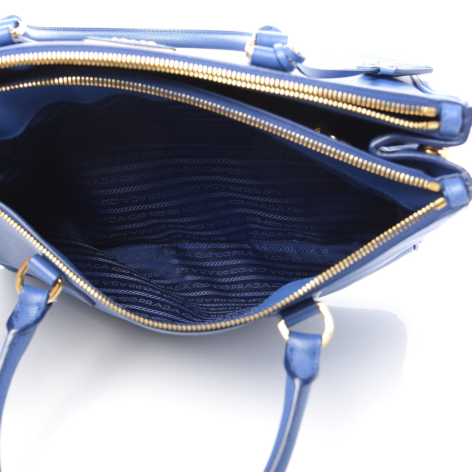 Prada Saffiano Medium Galleria Double Zip Tote Azzurro 7 of 16