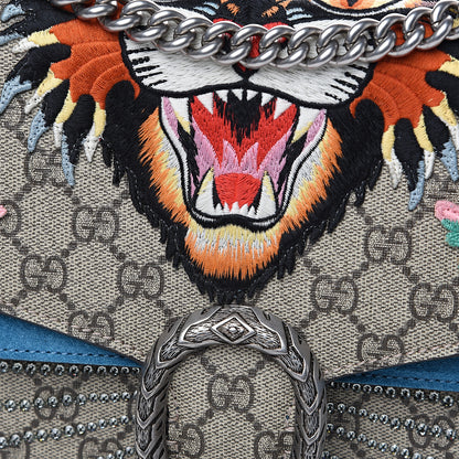 Gucci GG Supreme Monogram Angry Cat Embroidered Medium Dionysus Shoulder Bag Beige Ultramarine 7 of 10