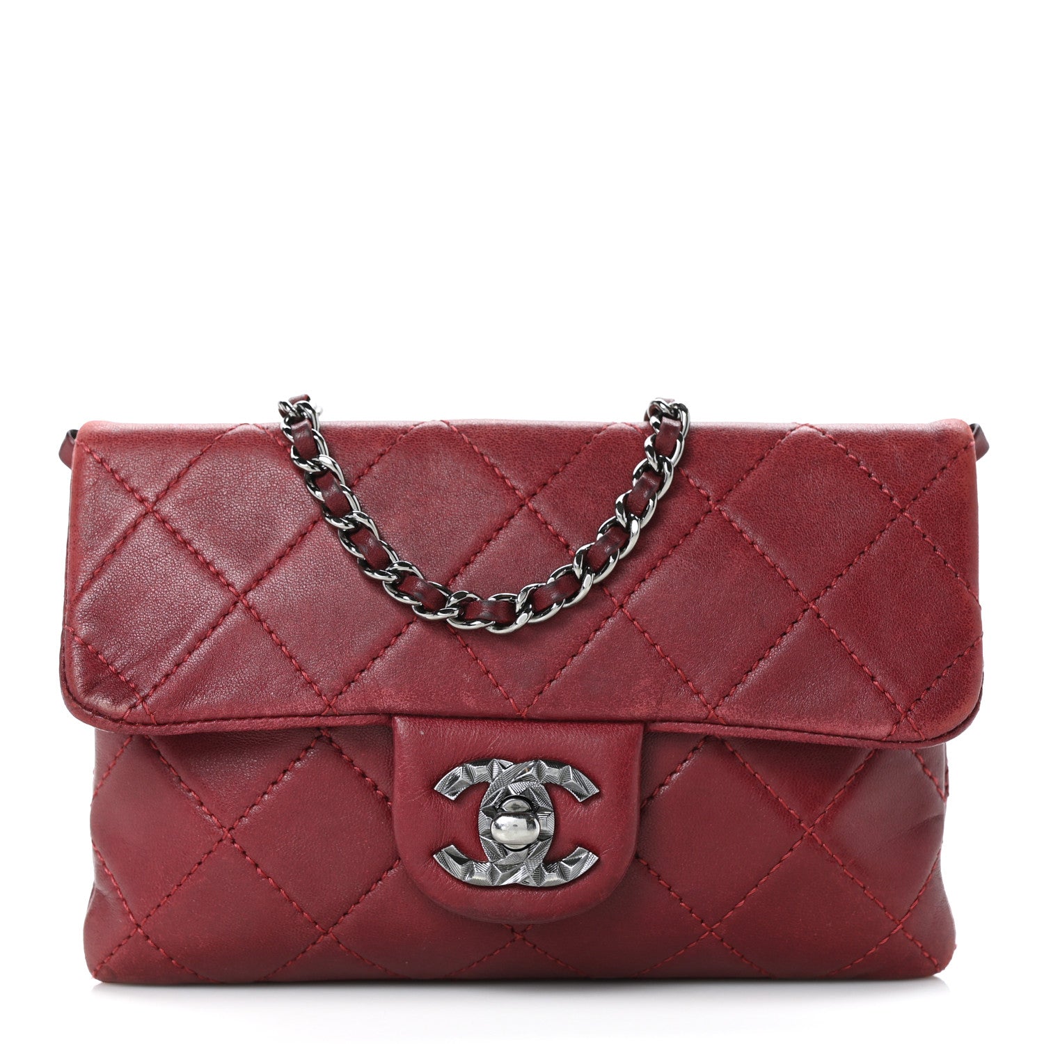 Chanel Lambskin Quilted Mini Mineral Nights Flap Crossbody Bag Dark Red 1 of 10