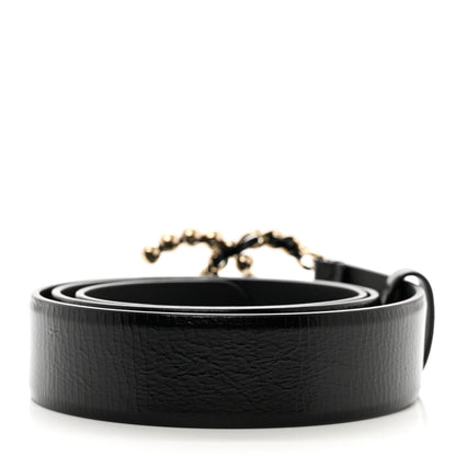Chanel Crumpled Calfskin Lambskin Pearl CC Belt 80 32 Black 2 of 7