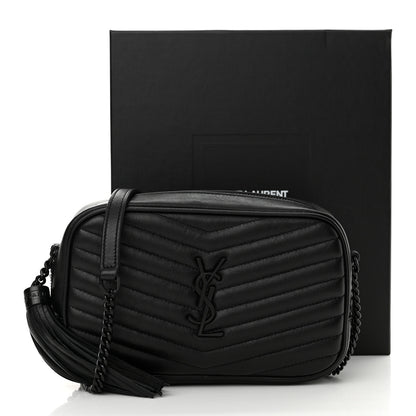 Saint Laurent Calfskin Matelasse Monochrome Monogram Mini Lou Camera Bag Black 10 of 10