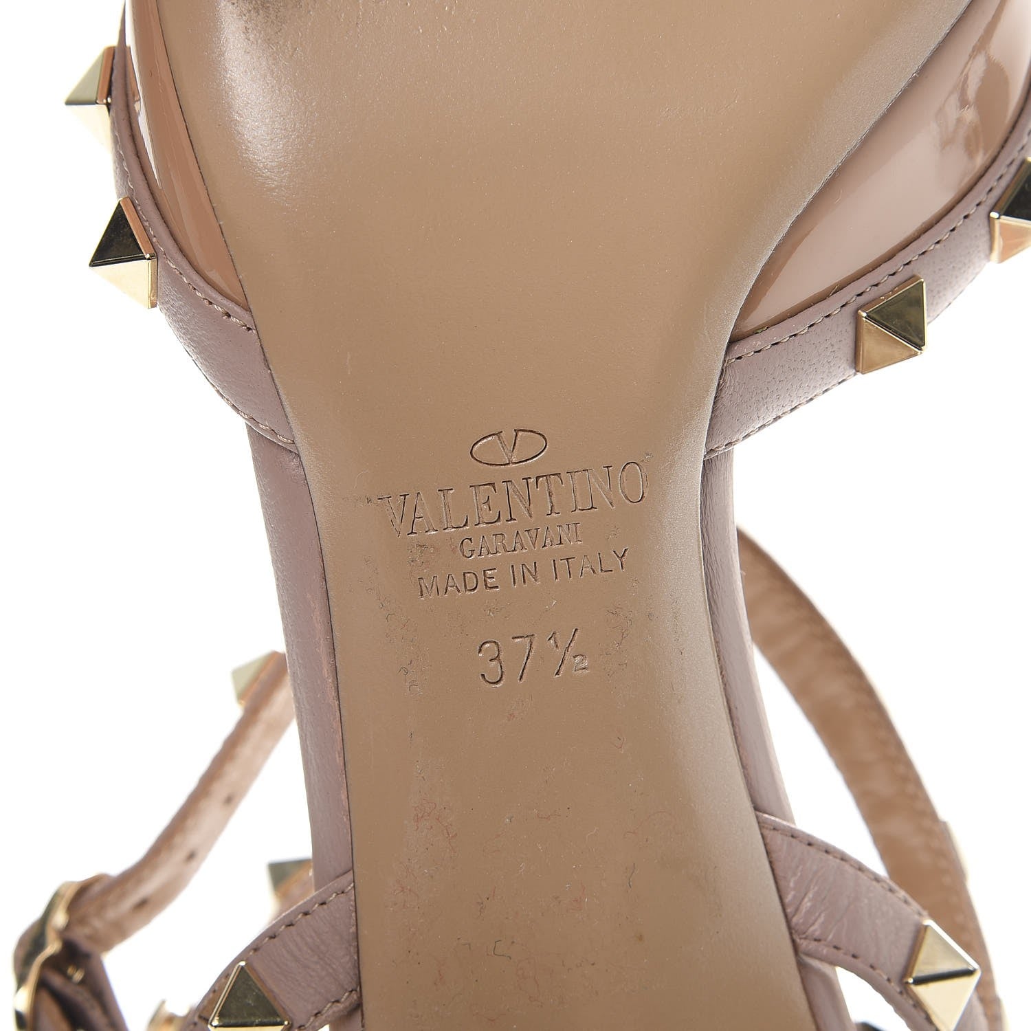 Valentino Garavani Patent Nappa Rockstud Ankle Strap 65mm Pumps 37.5 Soft Noisette Poudre 8 of 13