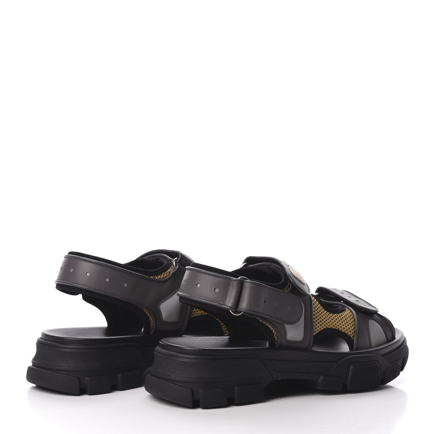 Gucci X SEGA Nappa Mesh Mens Aguru Sandals 8 Loess Black 4 of 8