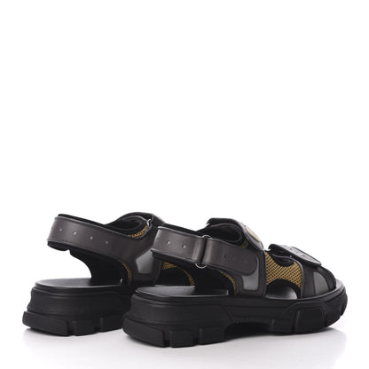 Gucci X SEGA Nappa Mesh Mens Aguru Sandals 8 Loess Black 4 of 8