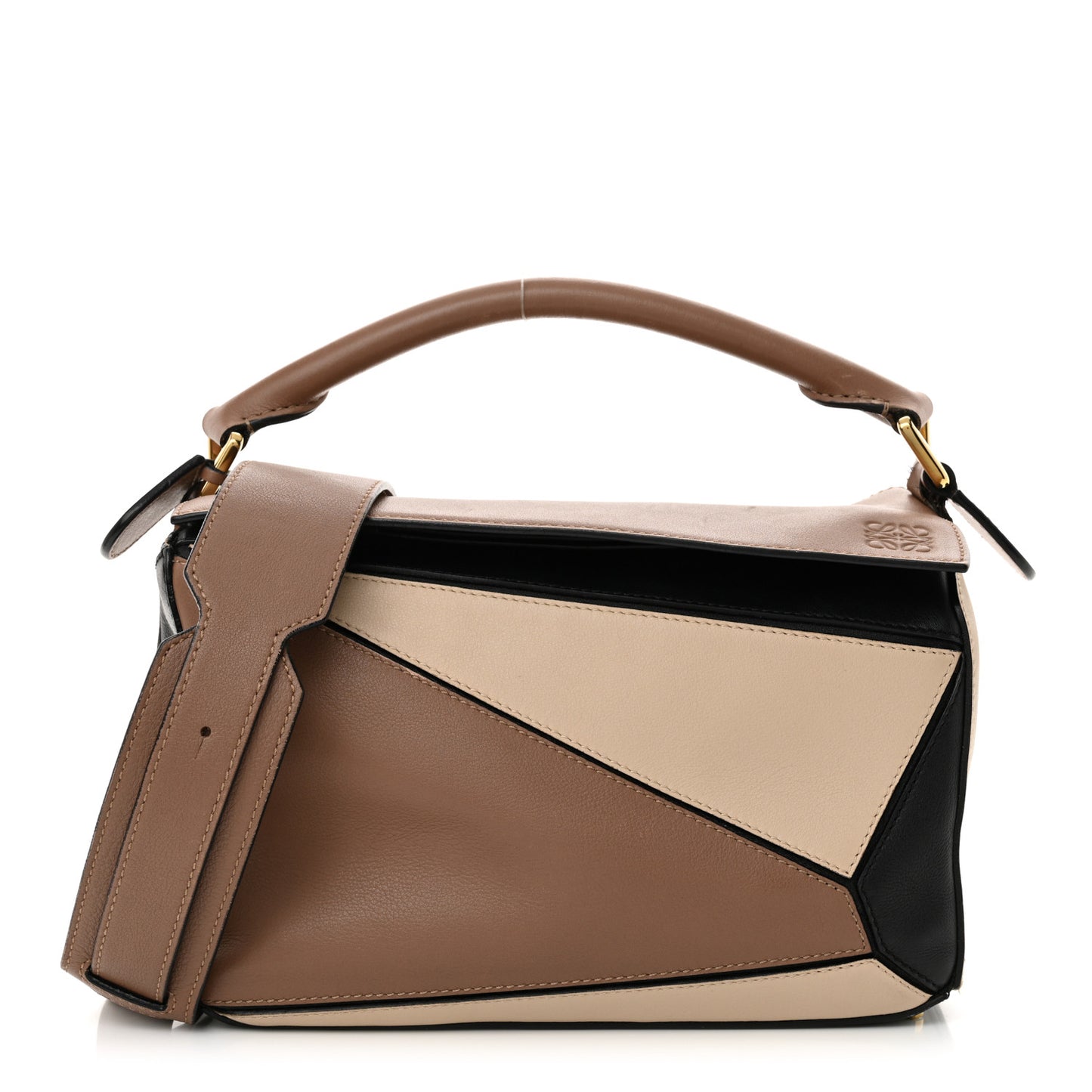 Calfskin Small Puzzle Bag Sand Hazelnut Ash