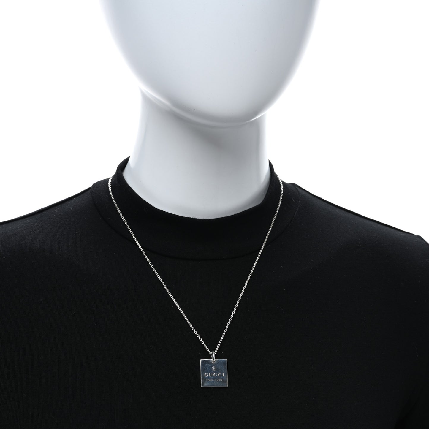 Sterling Silver Trademark Logo Square Pendant Necklace