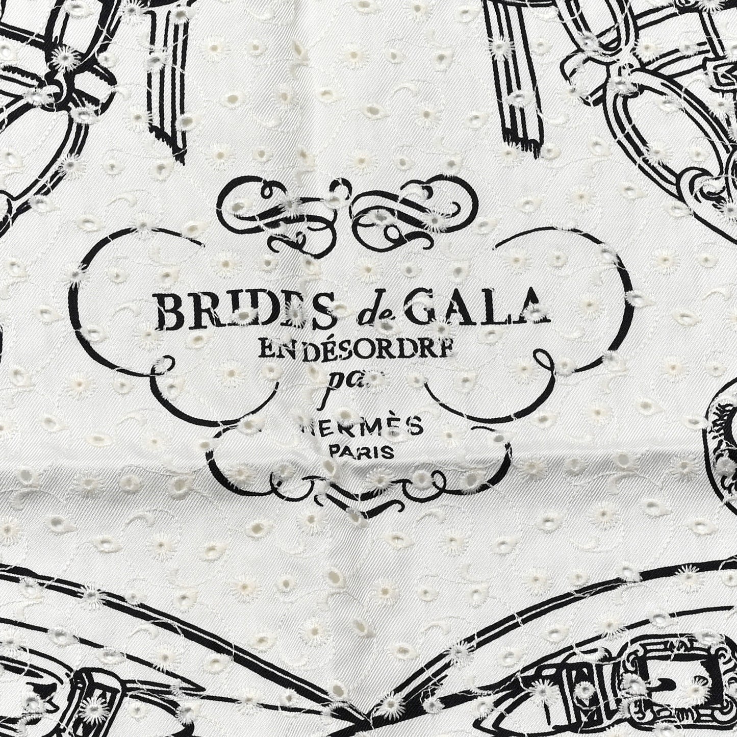 Silk Embroidered Brides De Gala Finesse Broderie Anglaise Scarf 70 White Black