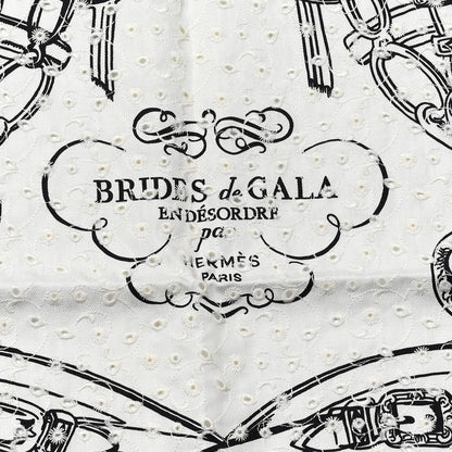 Hermes Silk Embroidered Brides De Gala Finesse Broderie Anglaise Scarf 70 White Black 2 of 4