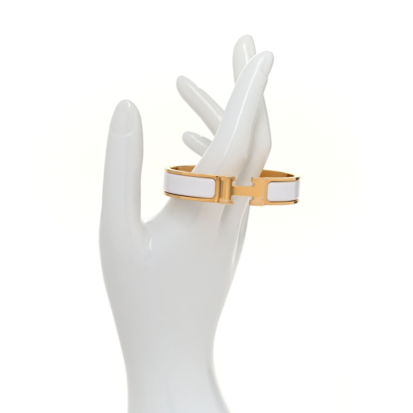 Enamel Narrow Clic Clac H Bracelet PM White