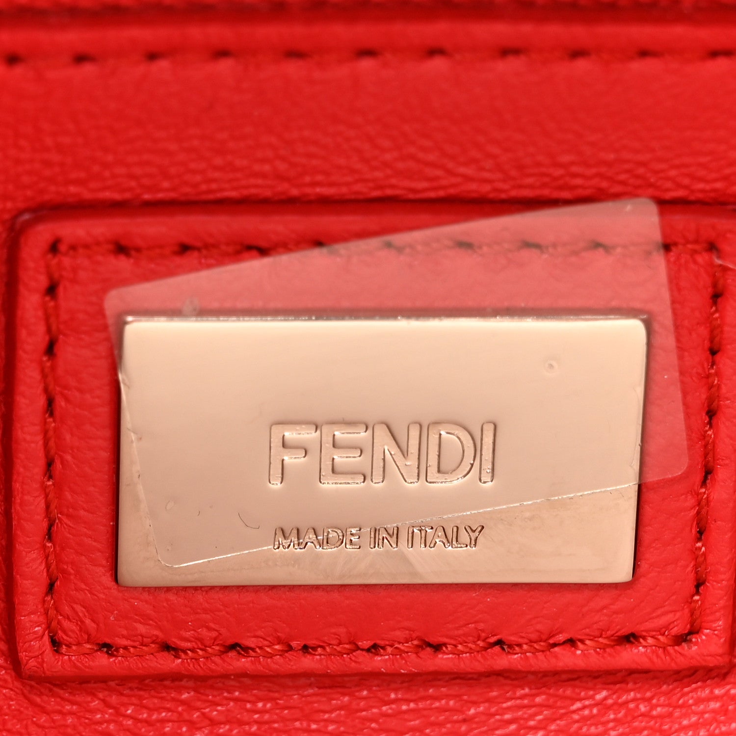 Fendi Vitello Seta Century Nappa Whipstitch Mini Peekaboo Iconic Satchel Fiamma 7 of 11