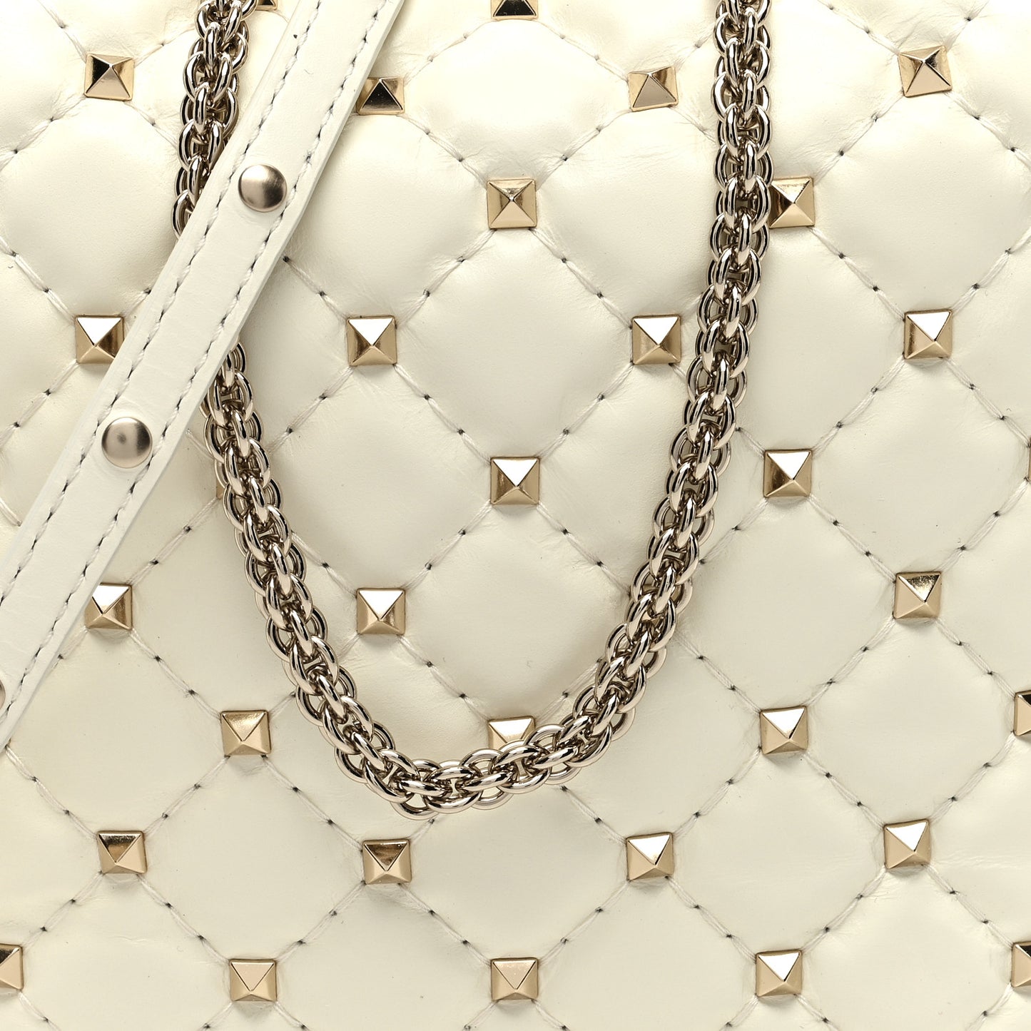 Nappa Small Rockstud Spike Hobo Ivory