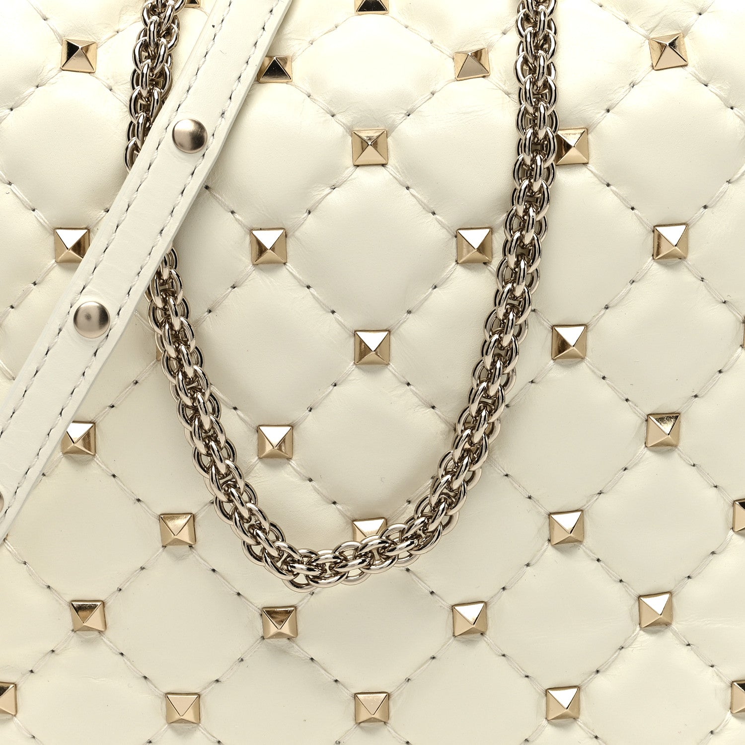 Valentino Garavani Nappa Small Rockstud Spike Hobo Ivory 7 of 10