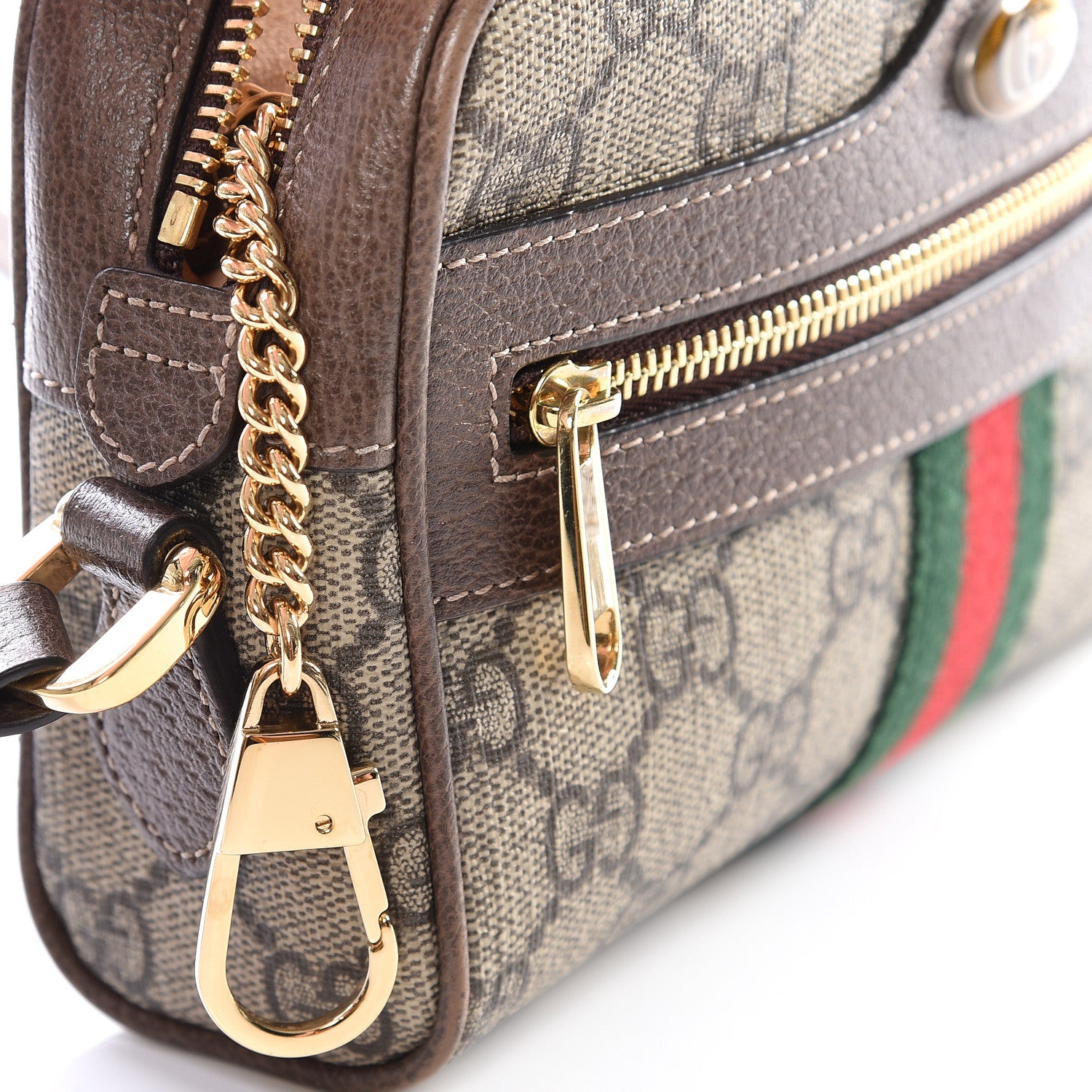 Gucci GG Supreme Monogram Web Mini Ophidia Shoulder Bag Brown 6 of 11