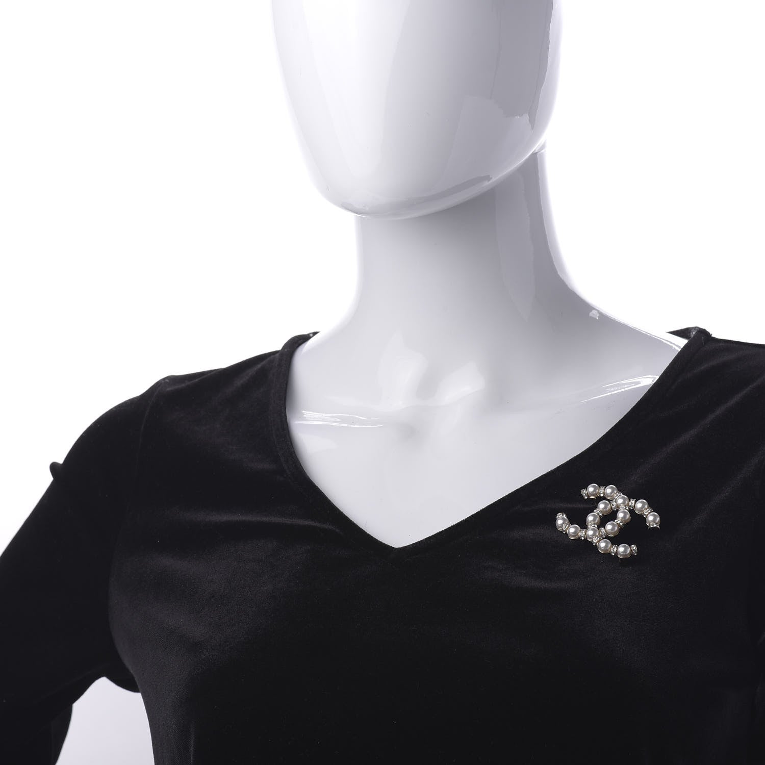 Chanel Pearl Crystal Nefertiti CC Brooch Gold 2 of 5
