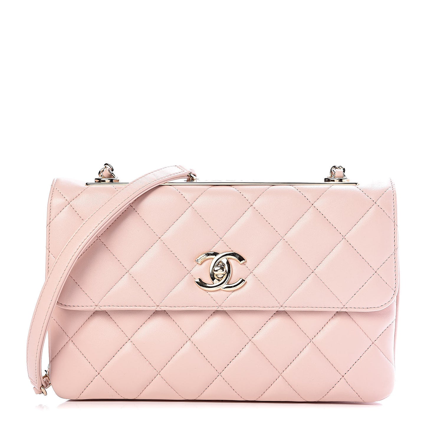Lambskin Quilted Medium Trendy CC Flap Light Pink
