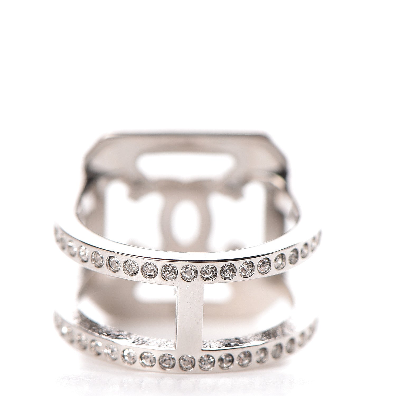 Chanel Crystal CC Ring 5.5 Silver 4 of 5
