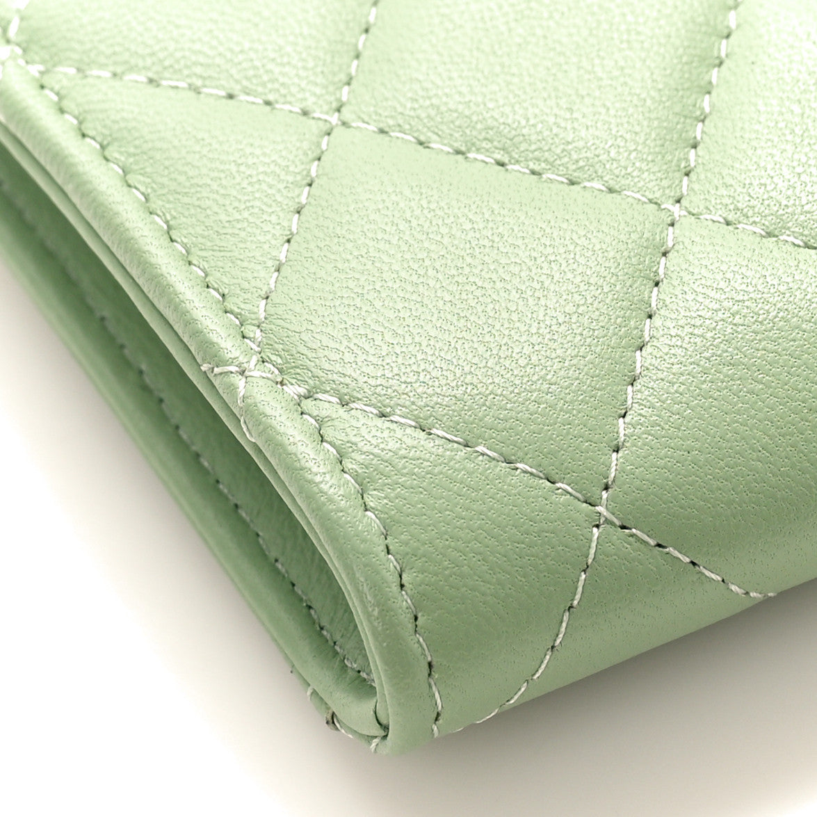 Chanel Lambskin Quilted CC Zip Around Card Holder Green 7 of 9