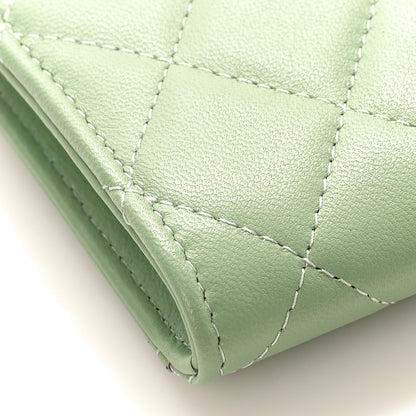 Chanel Lambskin Quilted CC Zip Around Card Holder Green 7 of 9