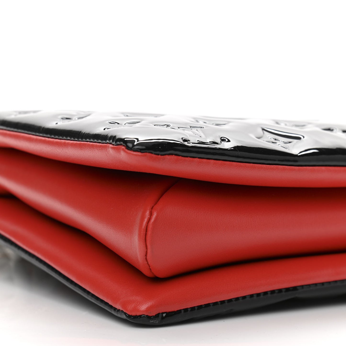 Patent Embossed Monogram Lambskin Coussin MM Black Red