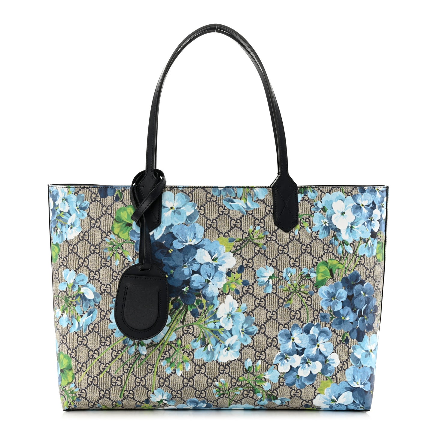 GG Supreme Monogram Blooms Medium Reversible Tote Beige Blue Navy